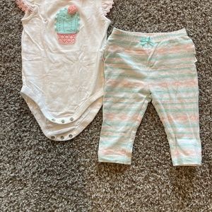 Baby girls Gymboree cactus onesie and ruffle pant size 6-12 m